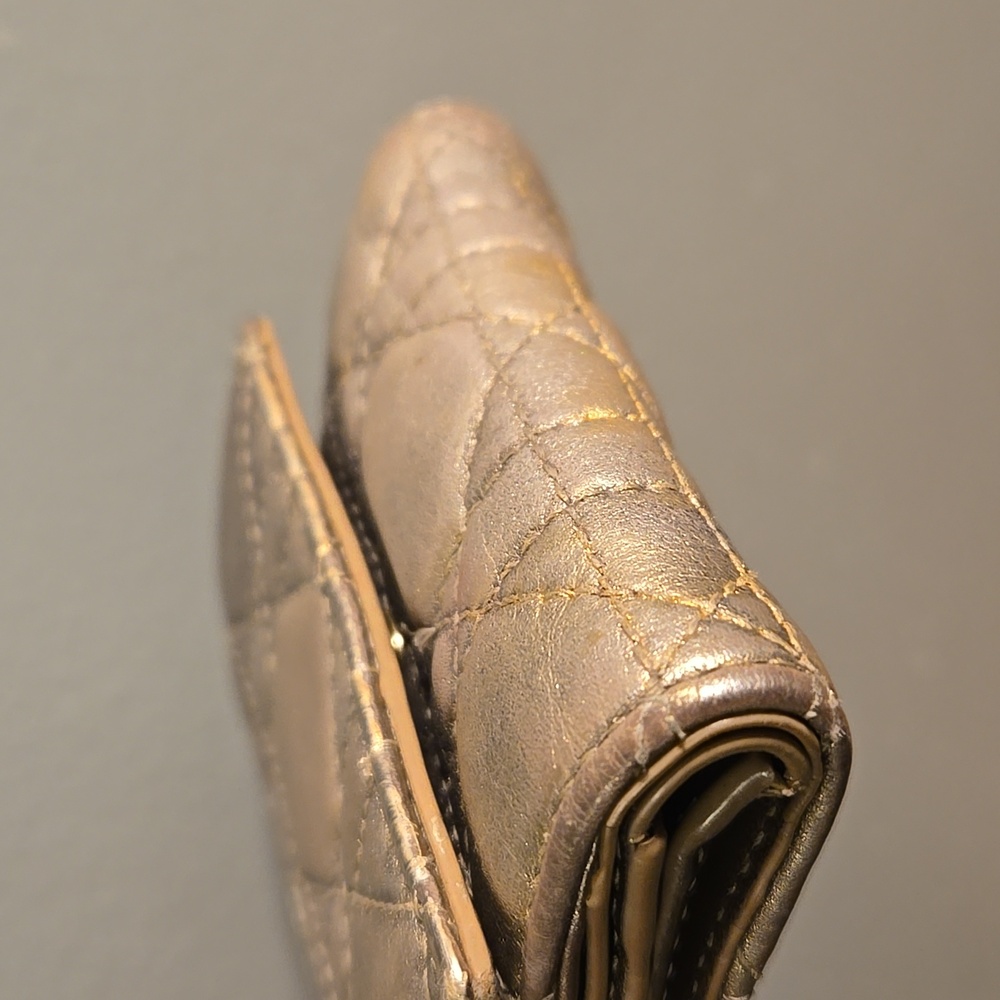 Dior Compact Wallet Lady Lotus Cannage Metallic Gold Quilted - Picture 8 of 8